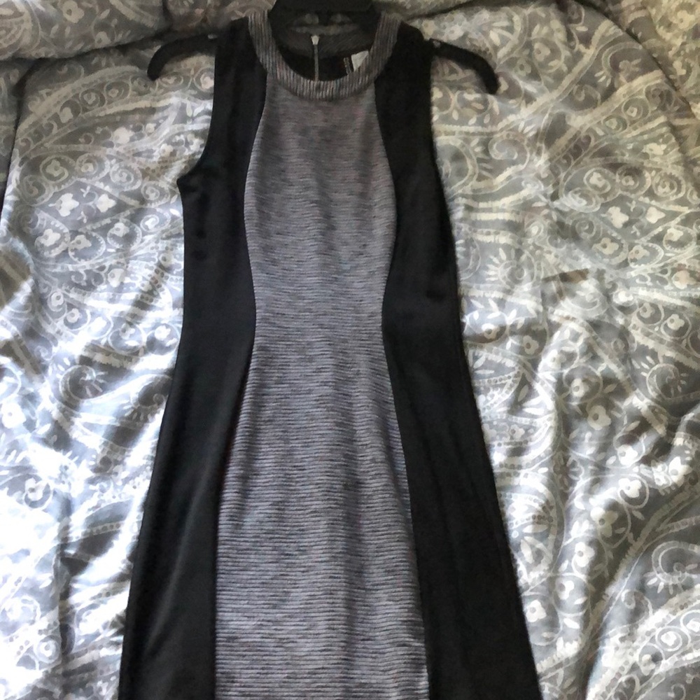 Bodycon grey & black mini dress